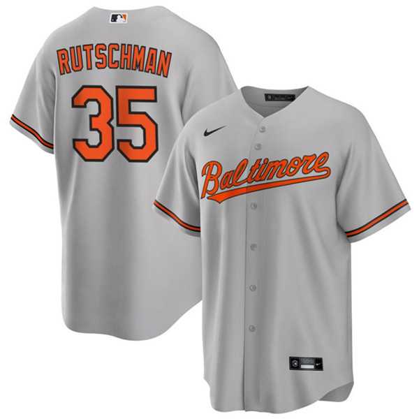 Mens Baltimore Orioles #35 Adley Rutschman Gray Cool Base Stitched Jersey Dzhi
